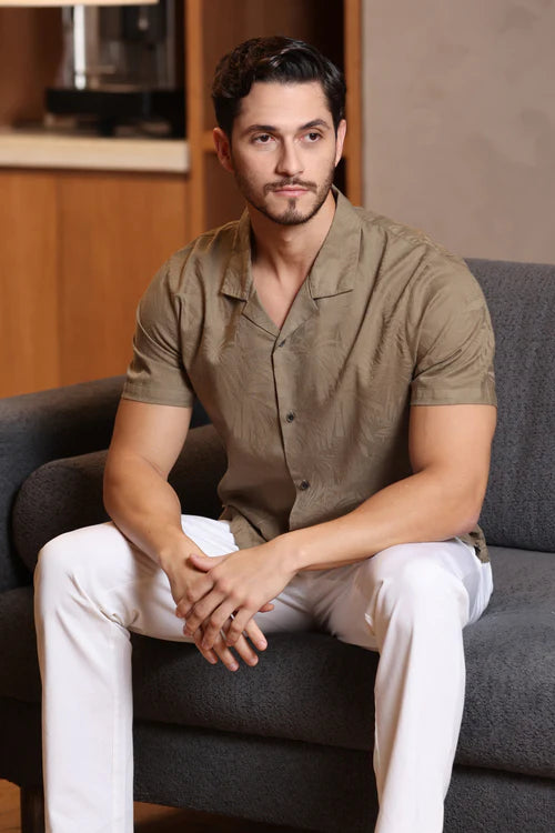 Cotton Jacquard Palm Shirt