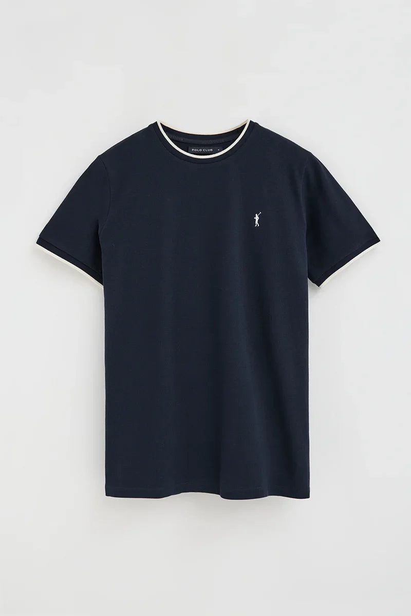 Navy blue pique fabric t-shirt
