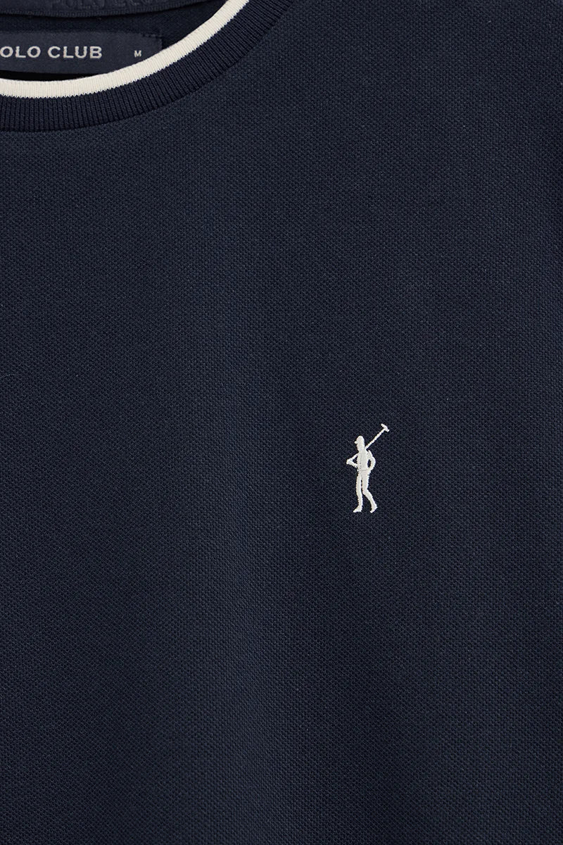 Navy blue pique fabric t-shirt