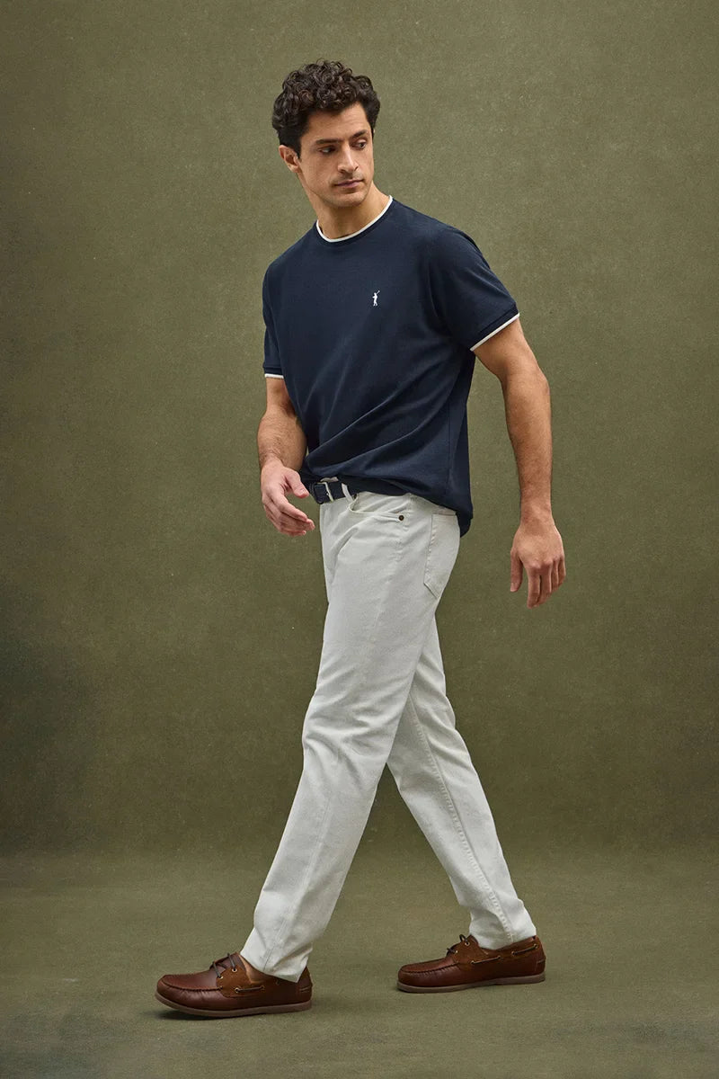 Navy blue pique fabric t-shirt