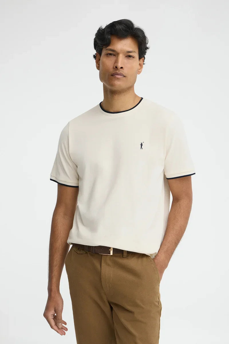 Navy blue pique fabric t-shirt