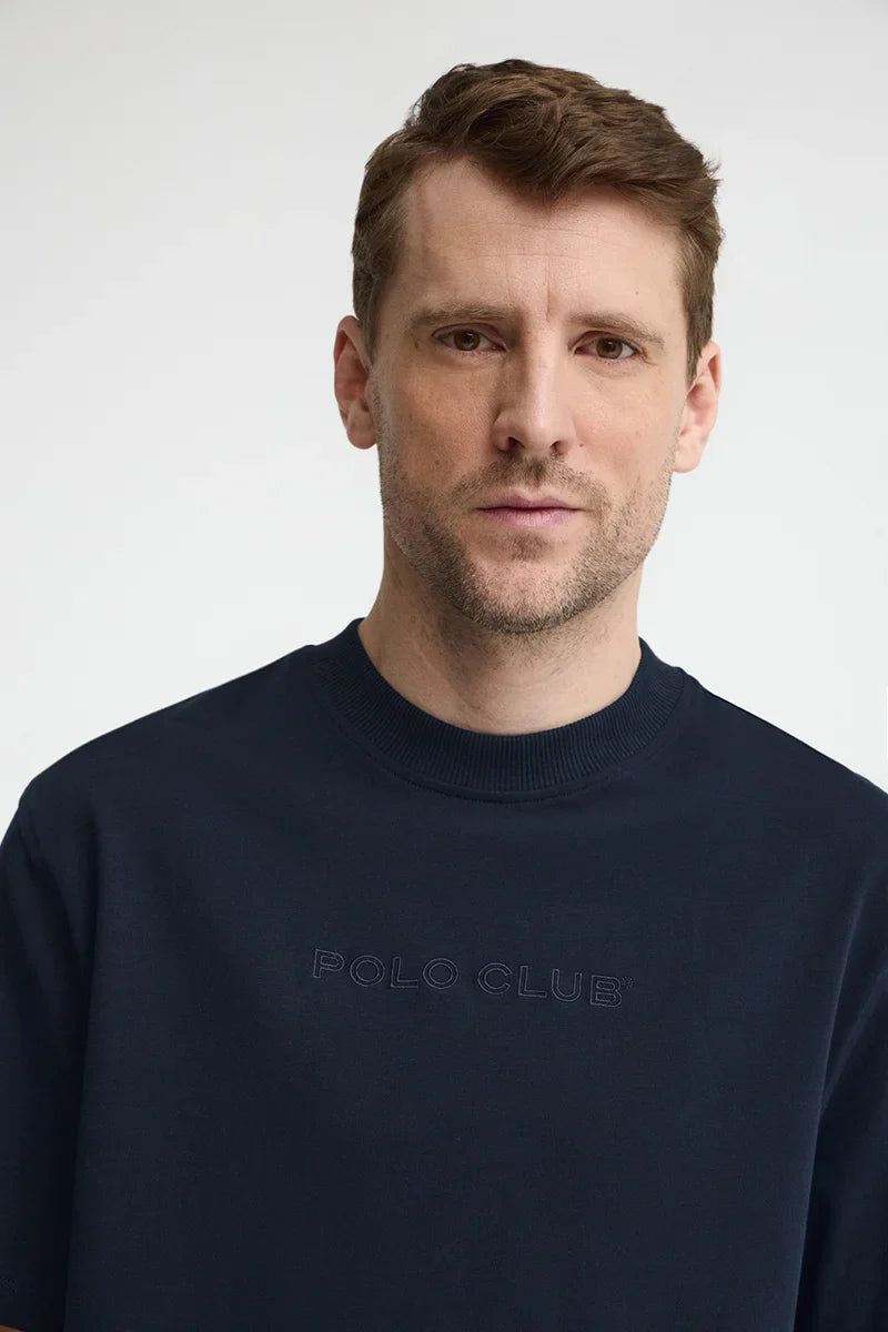 Navy blue loose-fit t-shirt with Polo Club embroidery