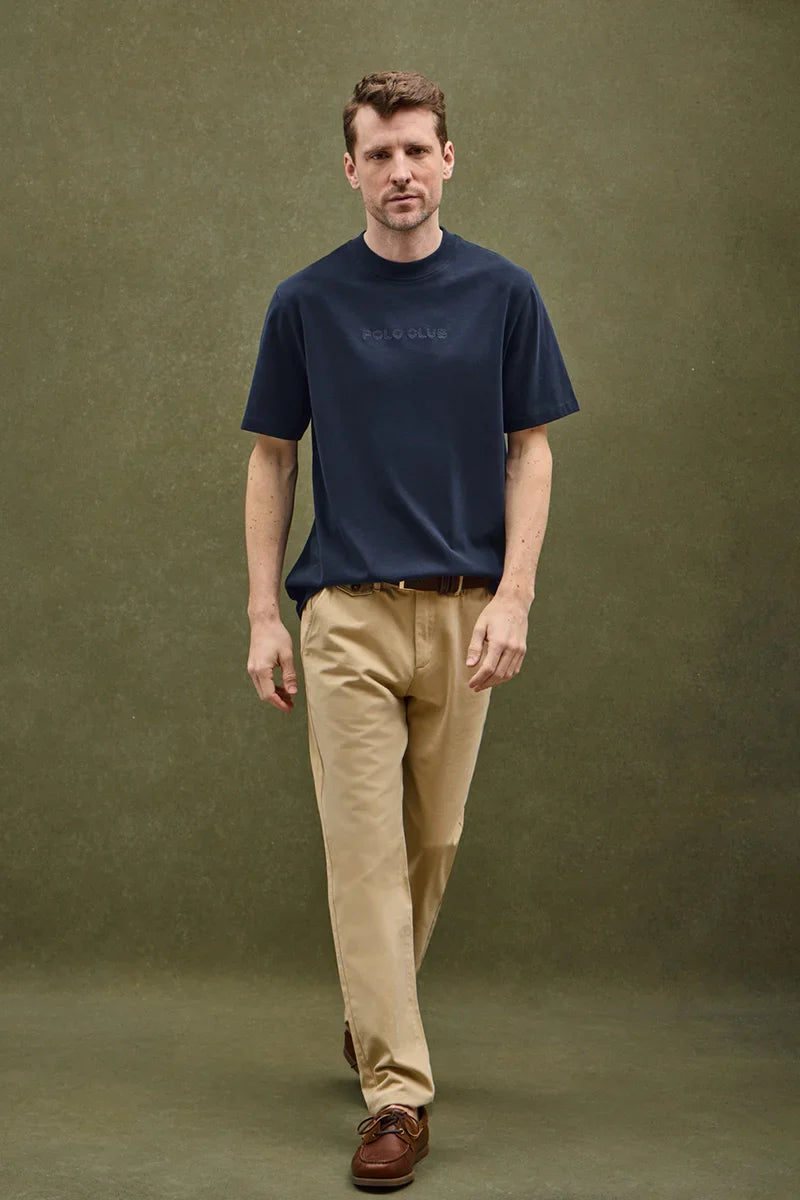 Navy blue loose-fit t-shirt with Polo Club embroidery