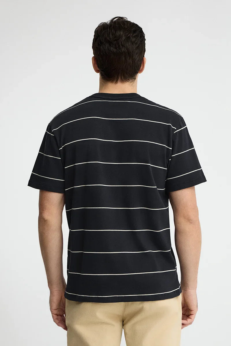 Navy and light yellow striped T-shirt