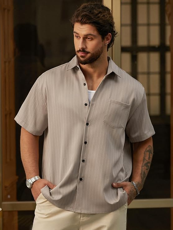 Hardaddy Men's Casual Striped Shirts