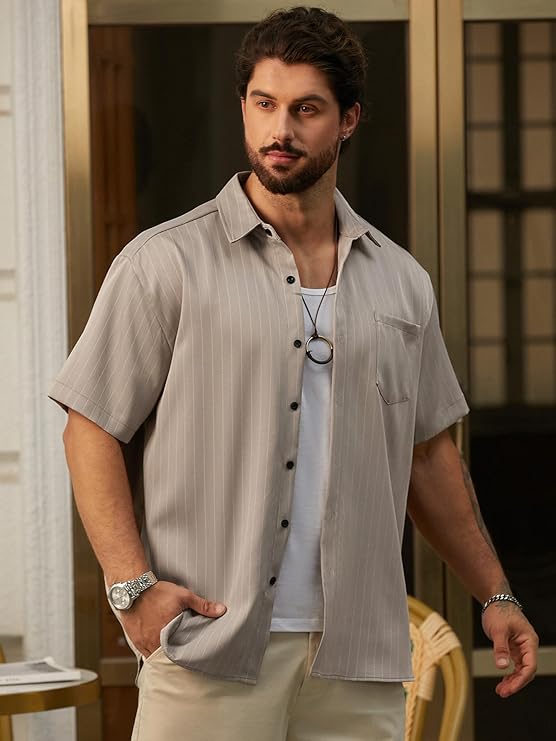 Hardaddy Men's Casual Striped Shirts