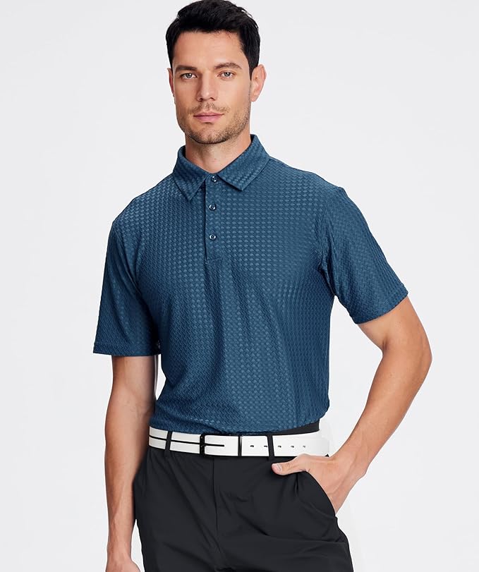 Alex Vando Mens Bubble Jacquard Polo Shirt