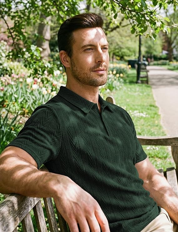 The Textured Knit Polo Shirt for Men