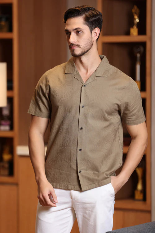 Cotton Jacquard Palm Shirt