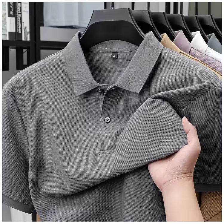 Men's 100% Cotton Polo Shirt - Summer Casual Breathable