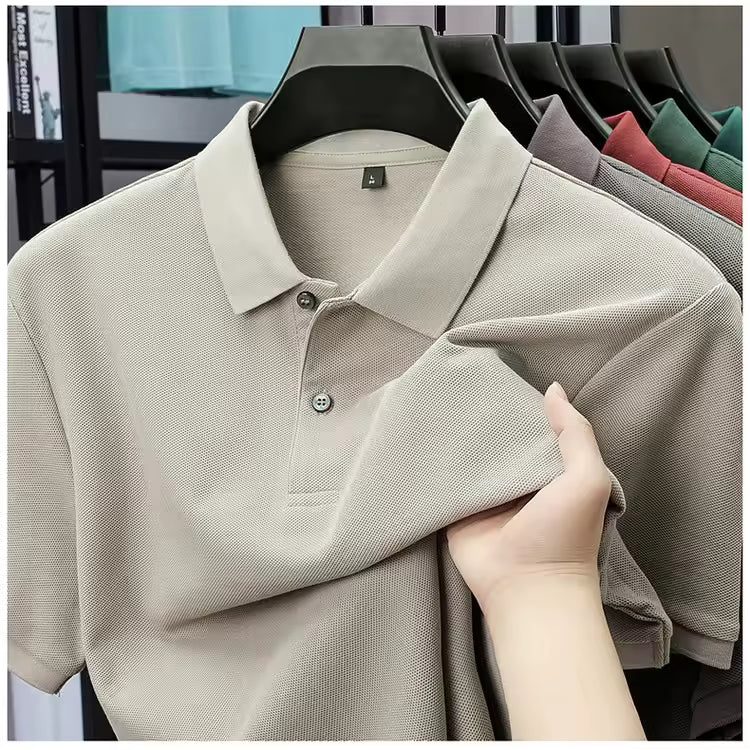 Men's 100% Cotton Polo Shirt - Summer Casual Breathable