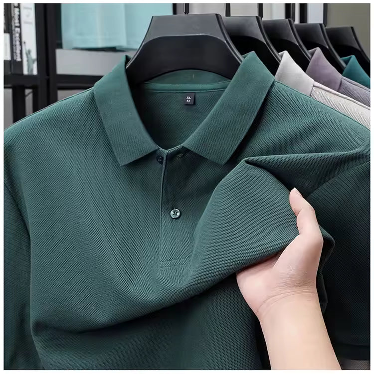 Men's 100% Cotton Polo Shirt - Summer Casual Breathable