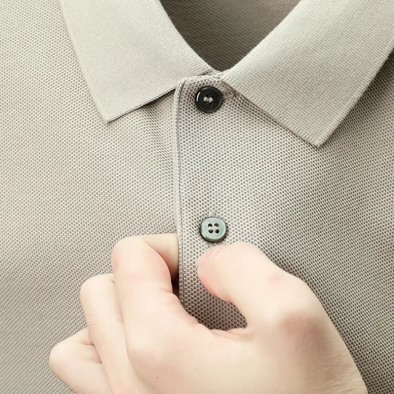 Men's 100% Cotton Polo Shirt - Summer Casual Breathable