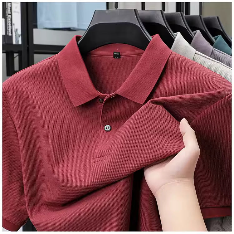 Men's 100% Cotton Polo Shirt - Summer Casual Breathable