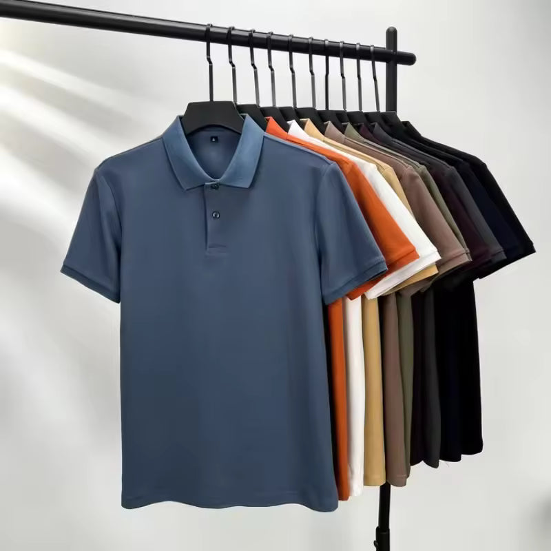 Men's 100% Cotton Polo Shirt - Summer Casual Breathable