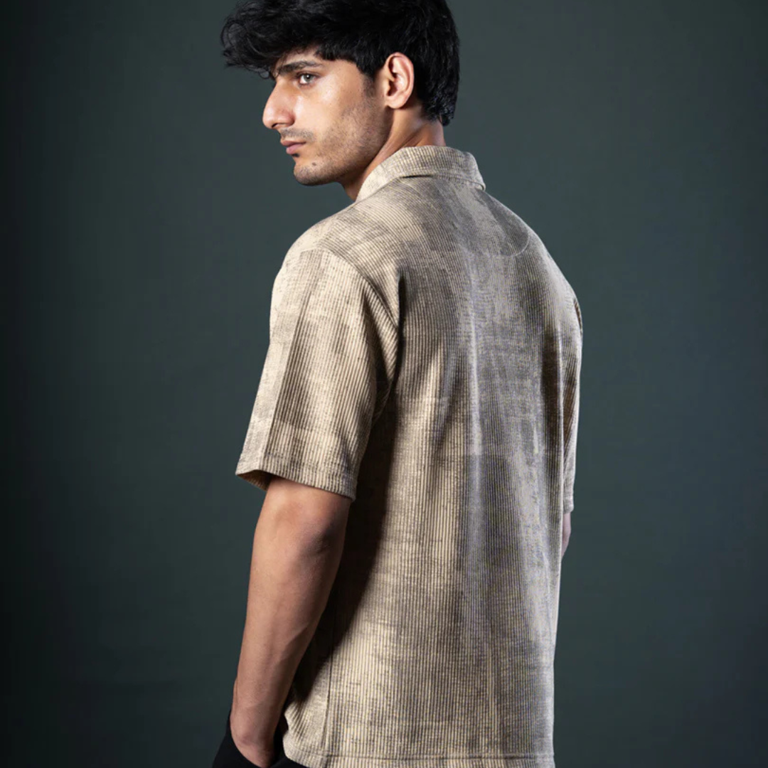 Beige Grunge Print T-Shirt