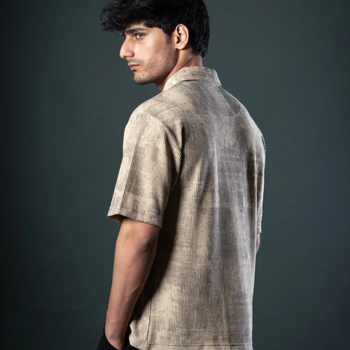 Beige Grunge Print T-Shirt