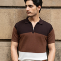 Brown & Beige Stripe Knit T-Shirt