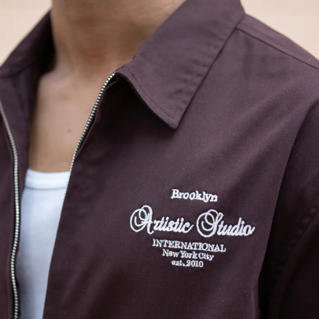 Brown Embroidered Boxy Shirt