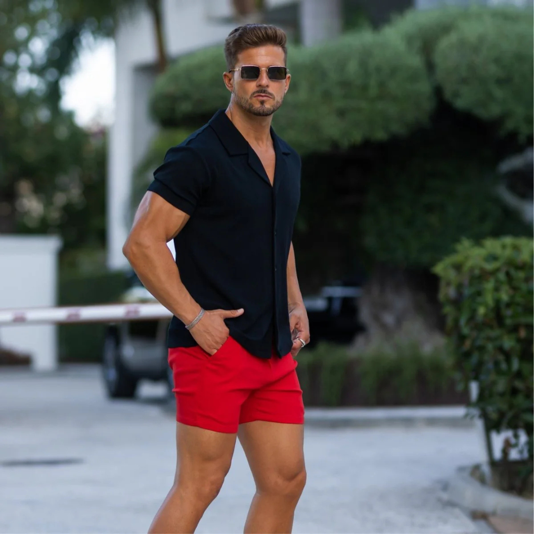 Havana Cuban Collar Stretch Knit Shirt