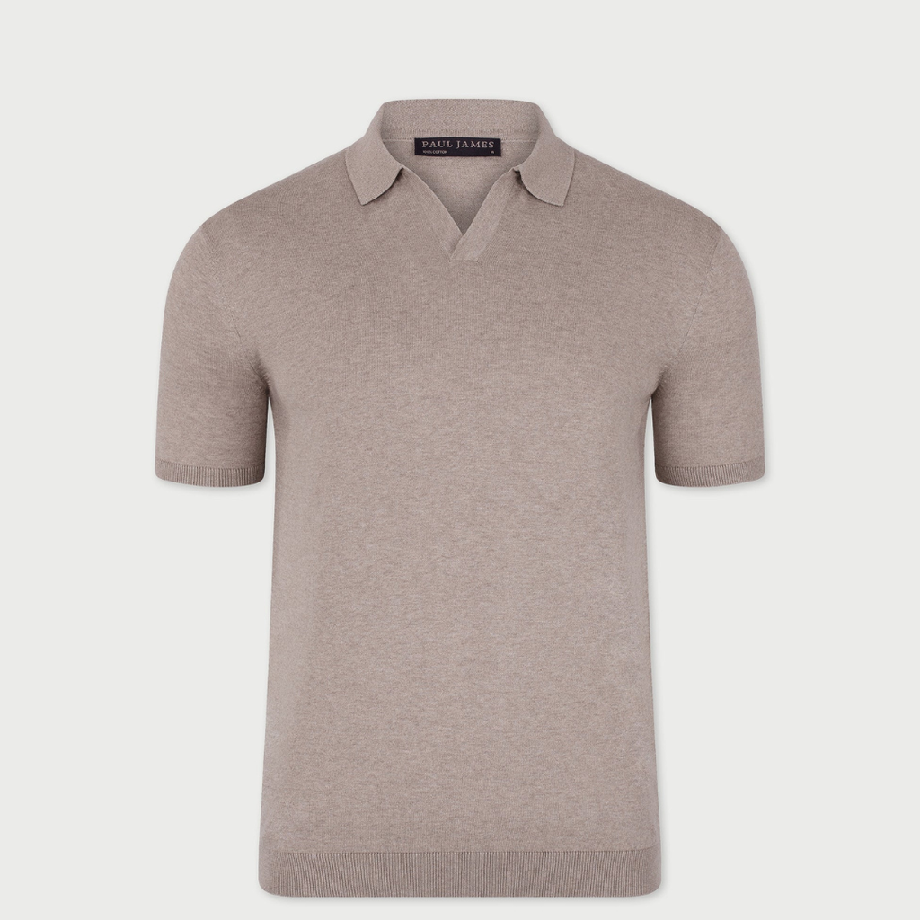 Mens Ultra Fine Cotton Buttonless Polo Shirt