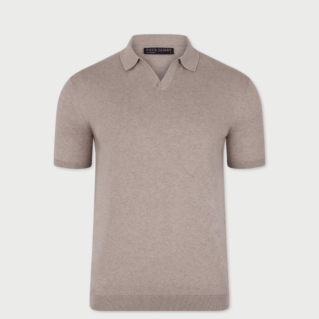 Mens Ultra Fine Cotton Buttonless Polo Shirt