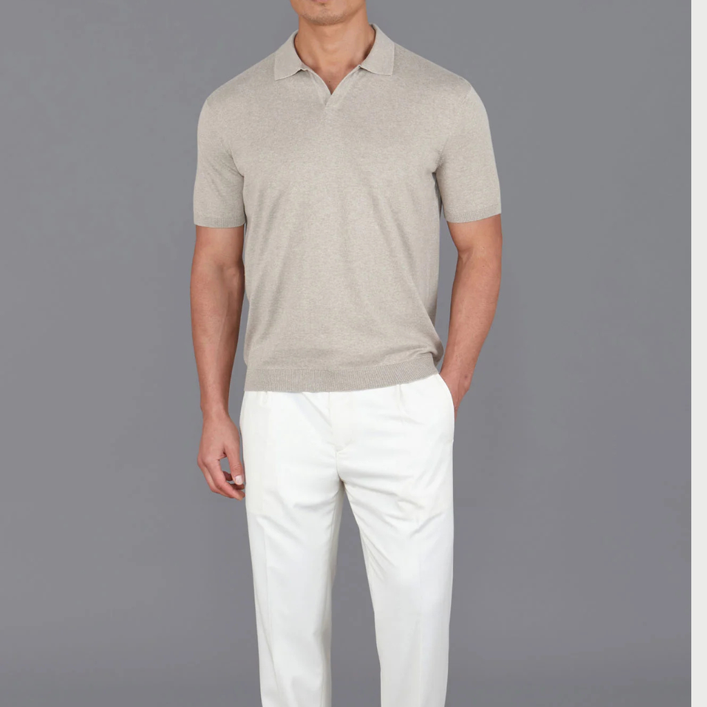 Mens Ultra Fine Cotton Buttonless Polo Shirt