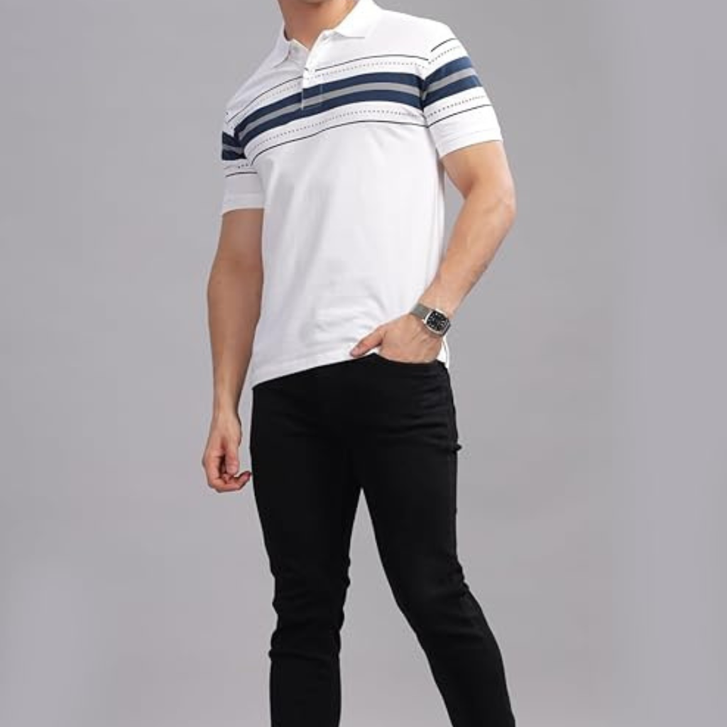 ADRO Men's Polo Collar All Over Printed Half Sleeve T-Shirt 2