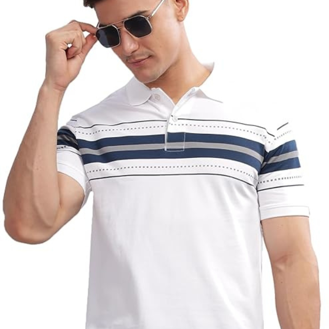 ADRO Men's Polo Collar All Over Printed Half Sleeve T-Shirt 2
