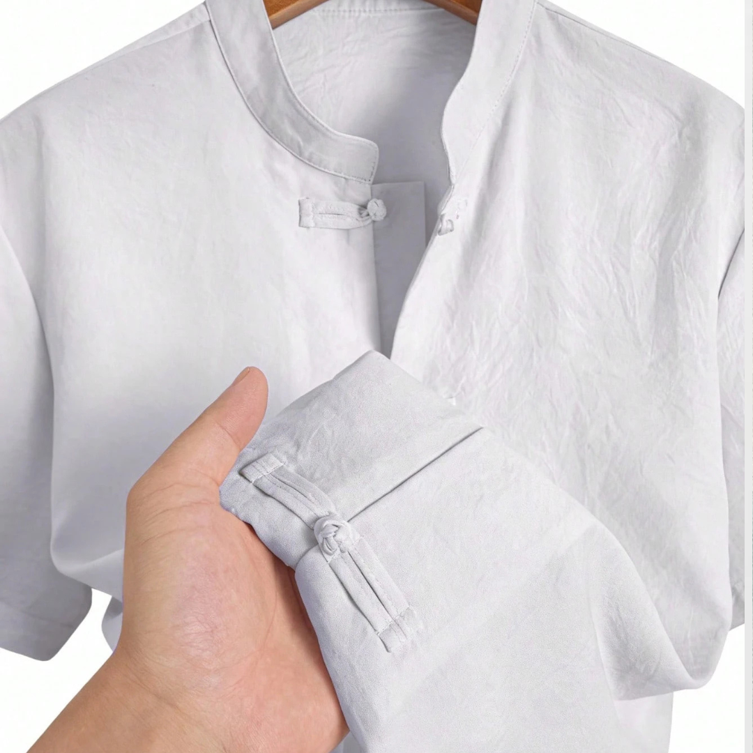 Fashionable Men's Mandarin Collar Solid Color Shirt