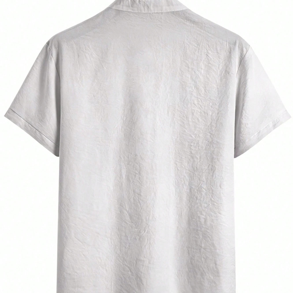 Fashionable Men's Mandarin Collar Solid Color Shirt