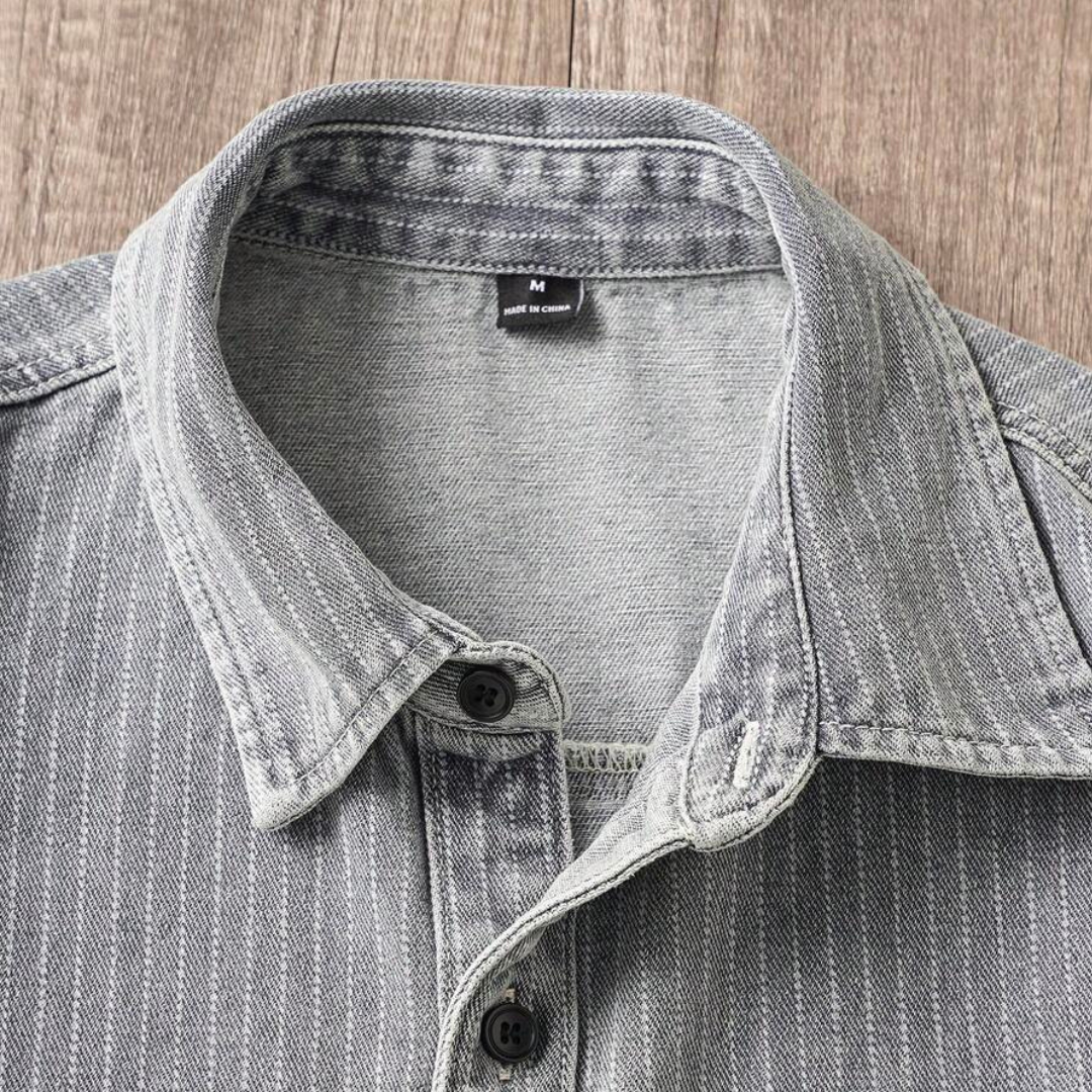Manfinity Joysei Men's Casual Striped Loose Gray Denim