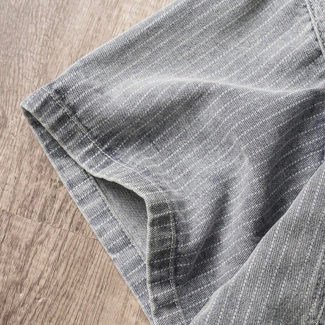 Manfinity Joysei Men's Casual Striped Loose Gray Denim