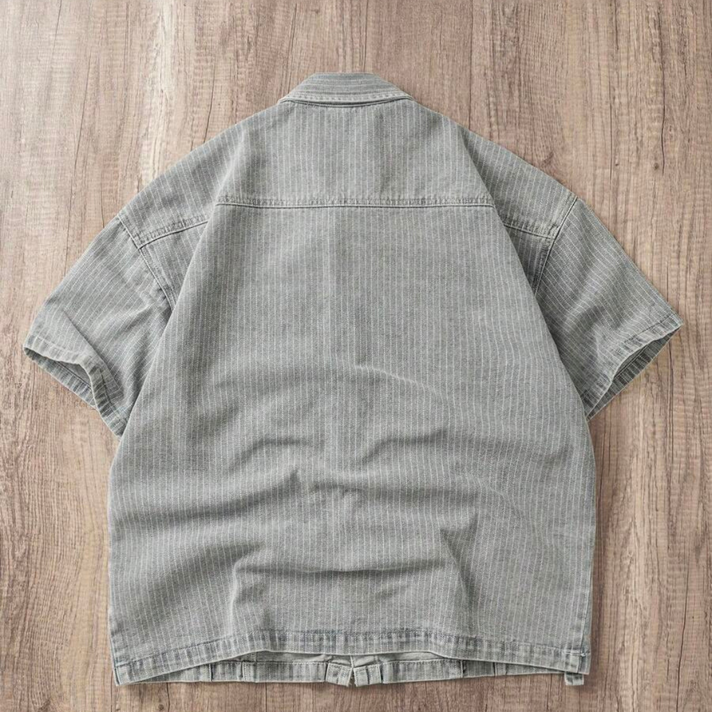 Manfinity Joysei Men's Casual Striped Loose Gray Denim