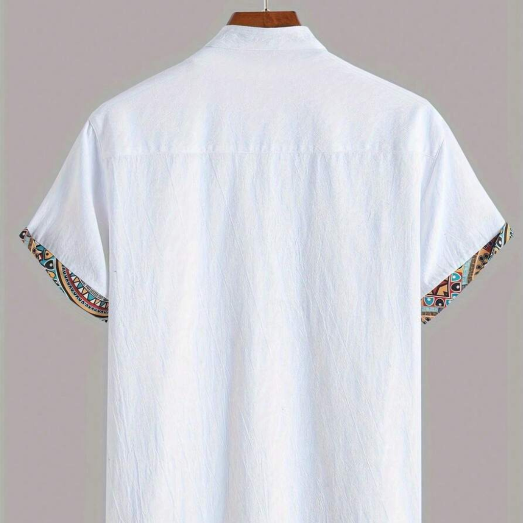 Men's Summer Holiday Geometric Printed Short Sleeve Casual Shirt