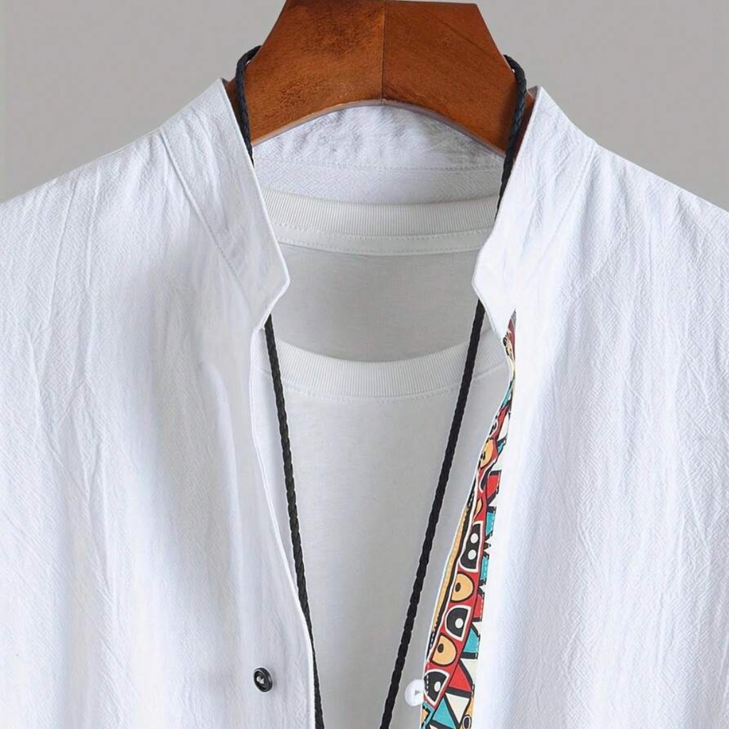 Men's Summer Holiday Geometric Printed Short Sleeve Casual Shirt