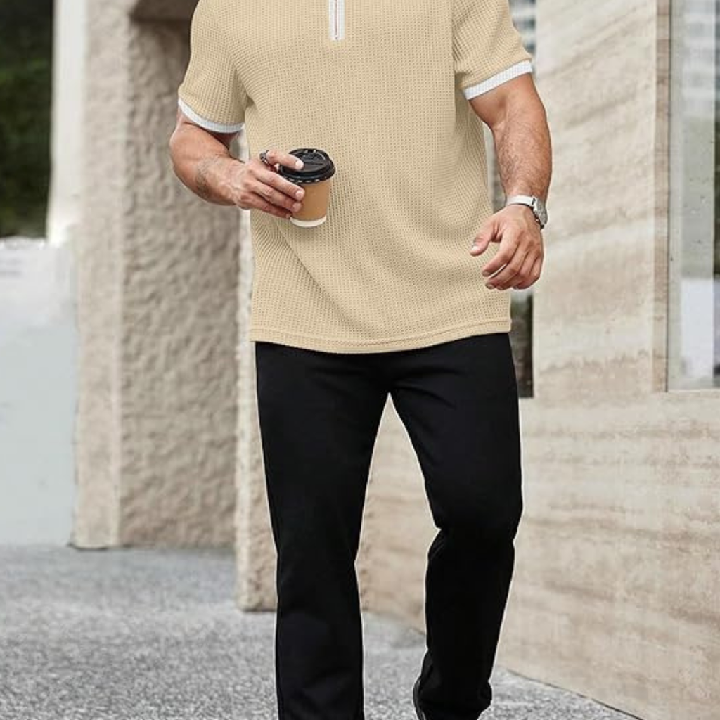 Men's Waffle Knit Polo T-Shirt