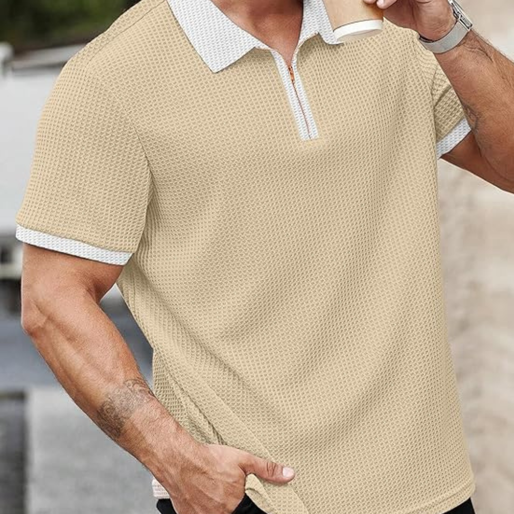 Men's Waffle Knit Polo T-Shirt