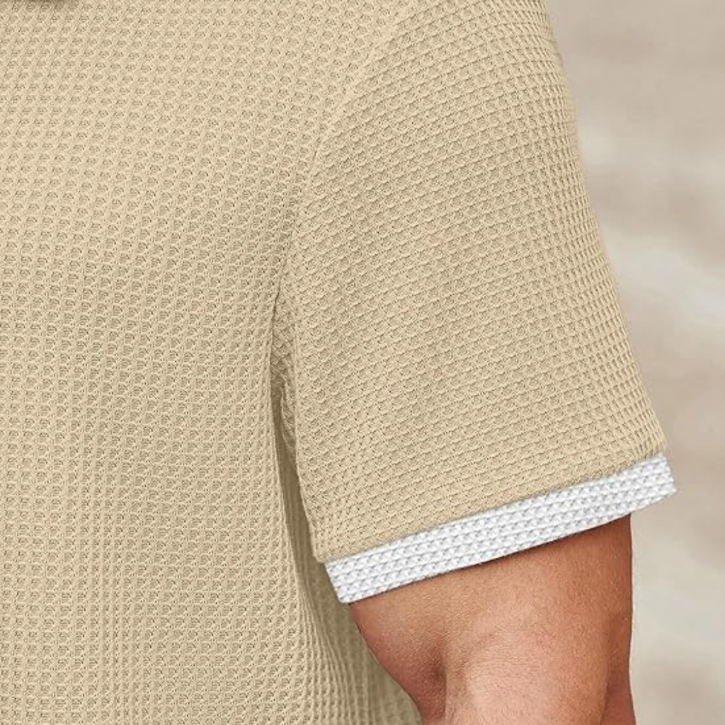 Men's Waffle Knit Polo T-Shirt
