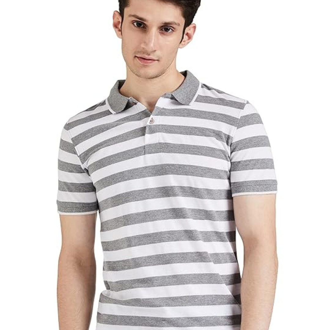 Symbol Men's Cotton Rich Striped Polo Tshirts