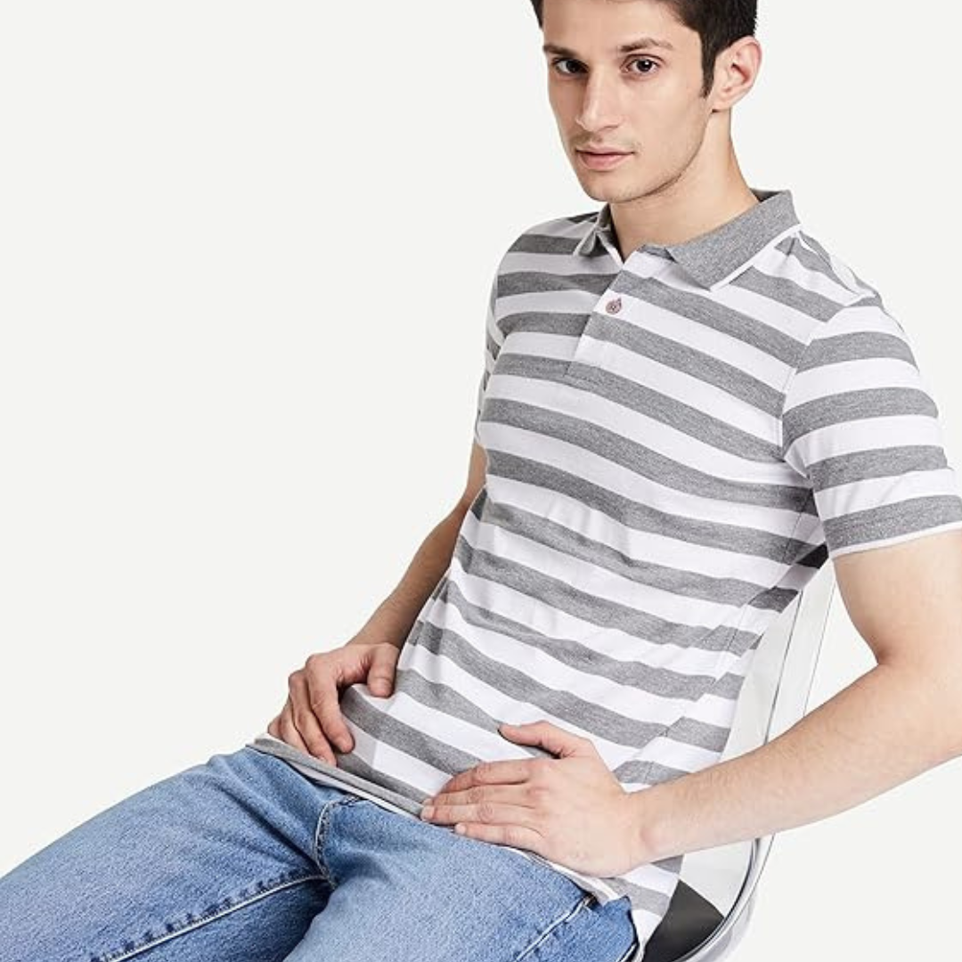Symbol Men's Cotton Rich Striped Polo Tshirts