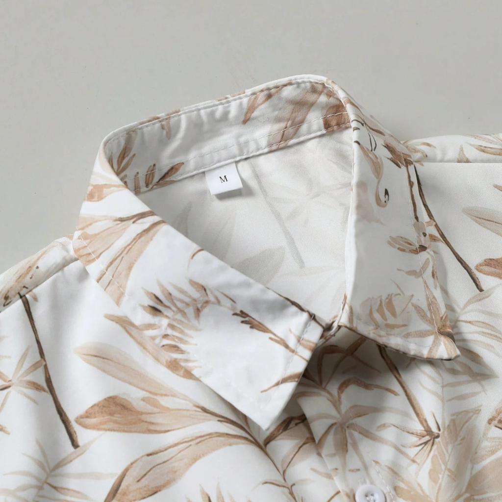 Tropical Plants Print Summer Casual Short Sleeve Shirt