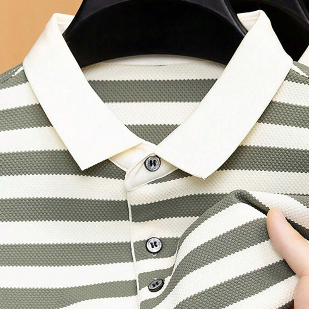Knitted Men's Striped Polo Shirt