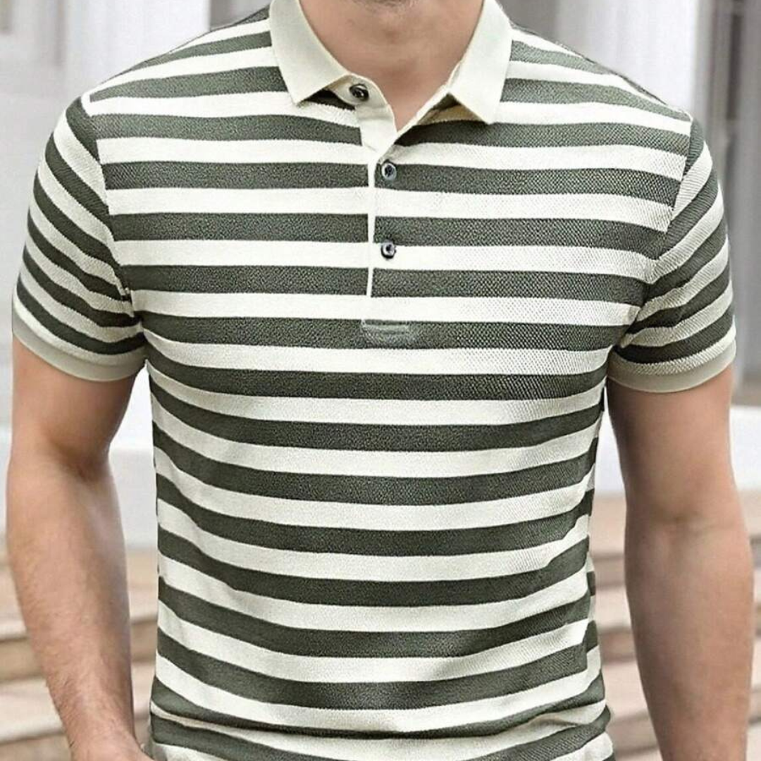 Knitted Men's Striped Polo Shirt