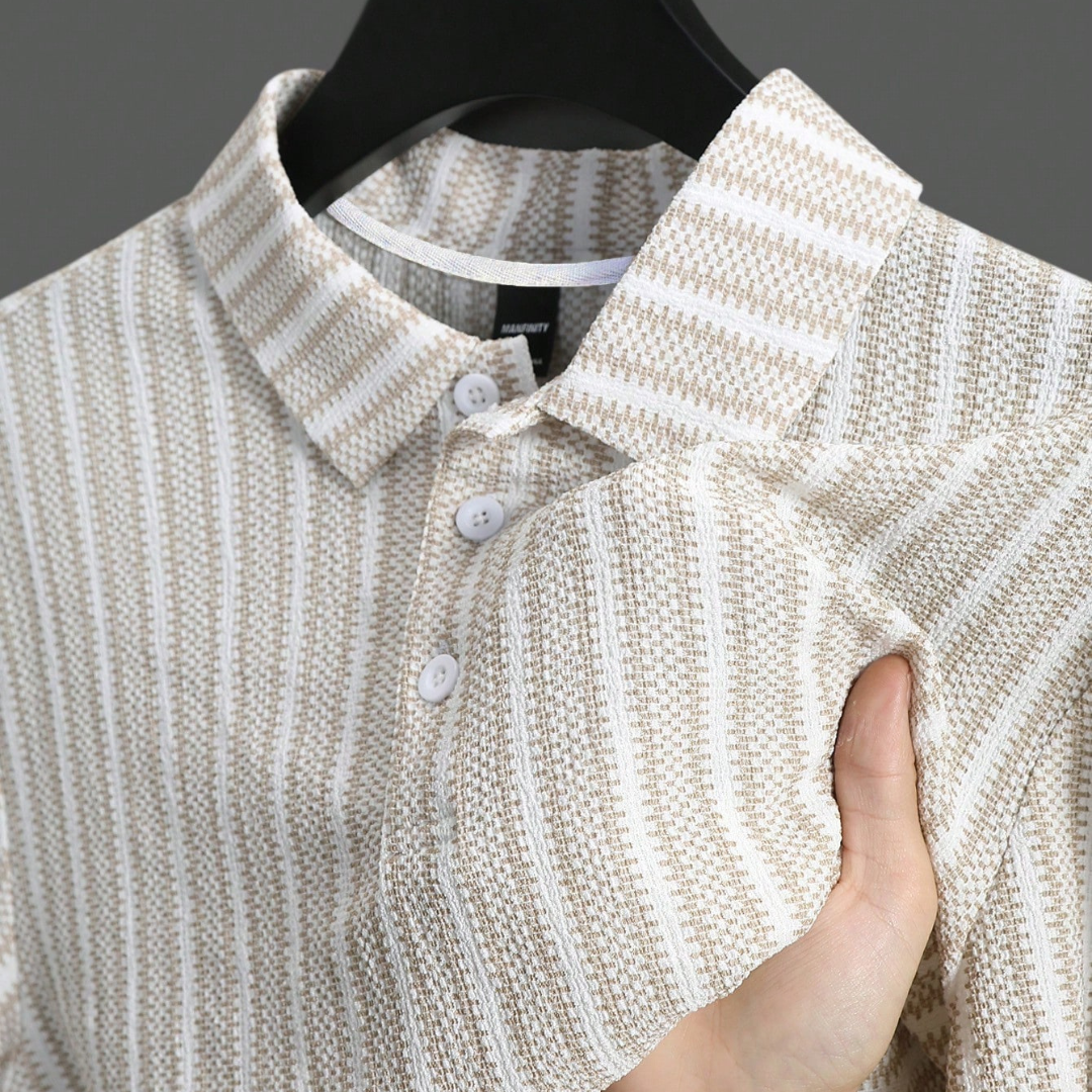 Short Sleeve Striped Casual Polo Shirt