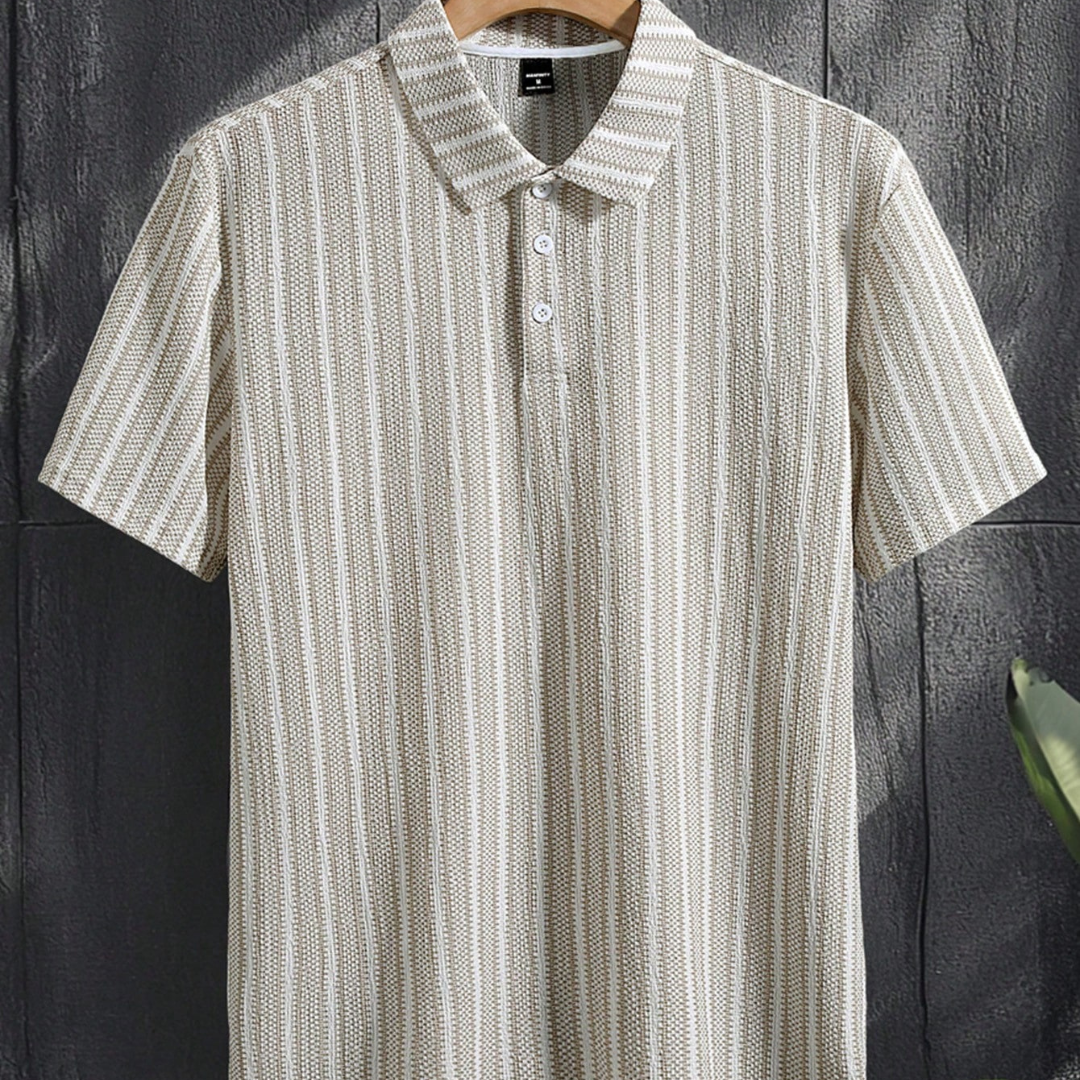 Short Sleeve Striped Casual Polo Shirt