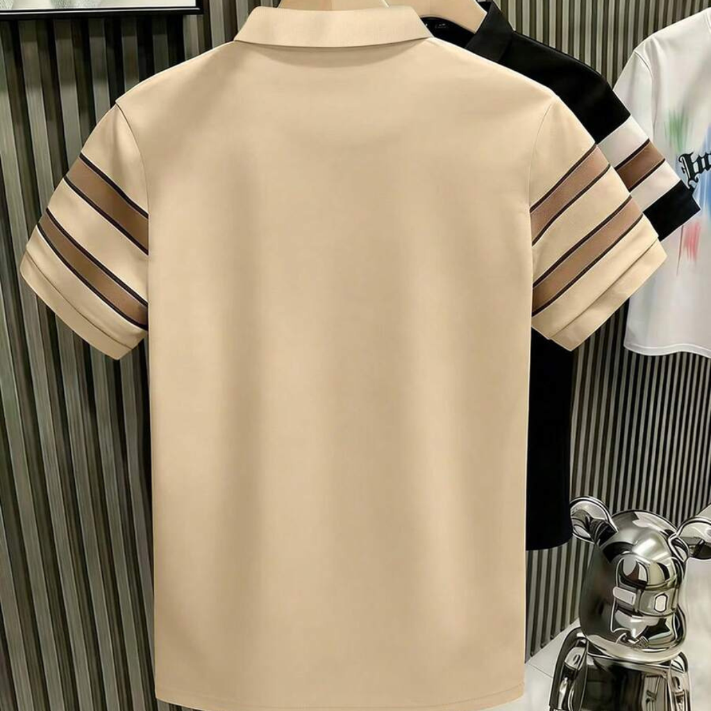 Manfinity Dauomo Men's Striped Short Sleeve Casual Commuter Polo Shirt