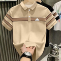 Manfinity Dauomo Men's Striped Short Sleeve Casual Commuter Polo Shirt