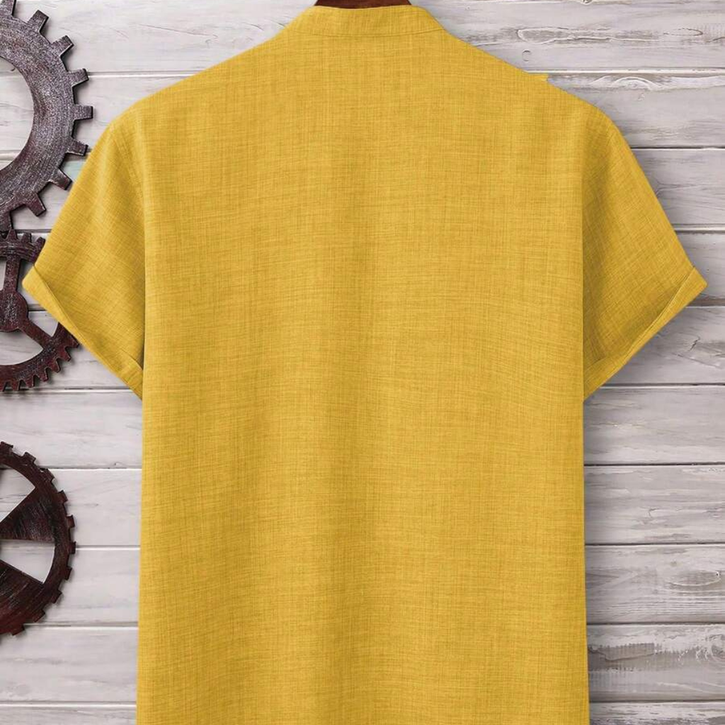 Manfinity Homme Loose Fit Men's Patched Pocket Notched Neckline Shirt