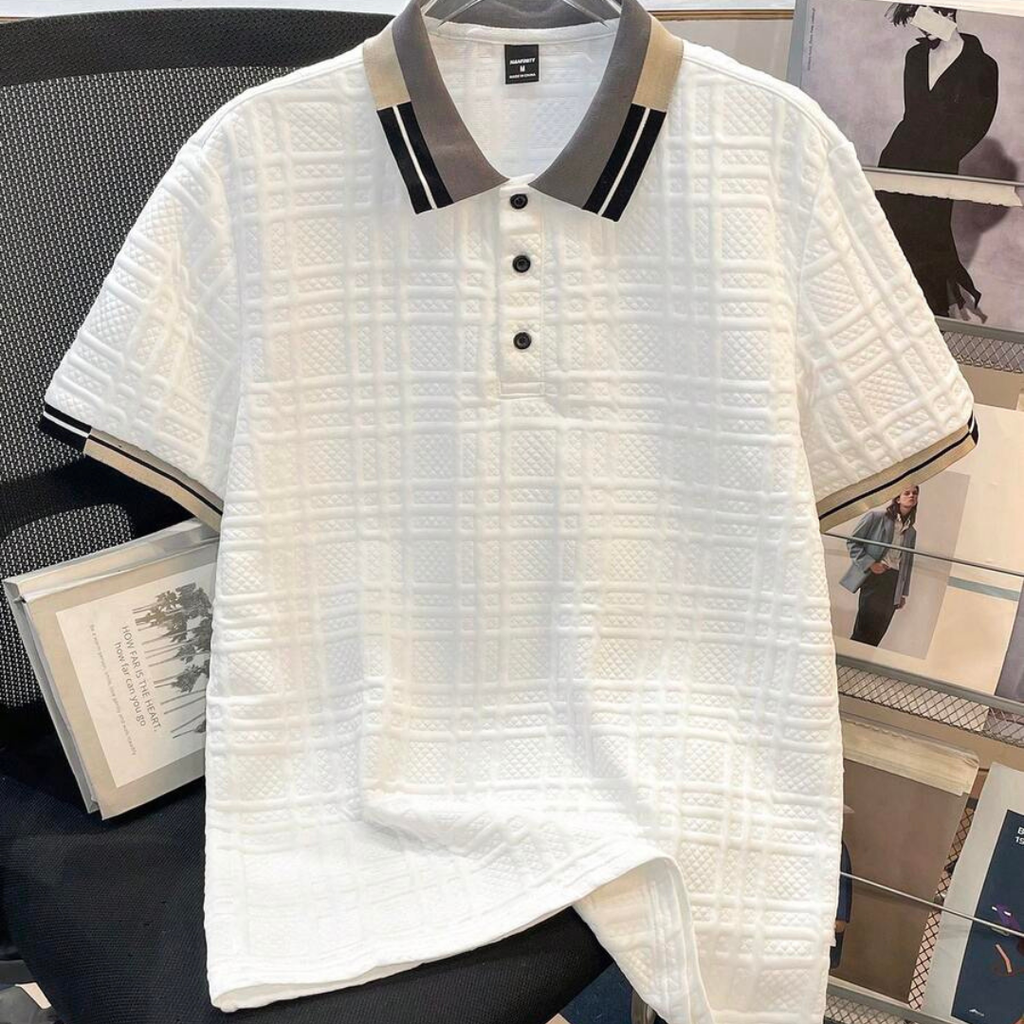 Manfinity Joysei Men's Striped Short Sleeve Casual Textured